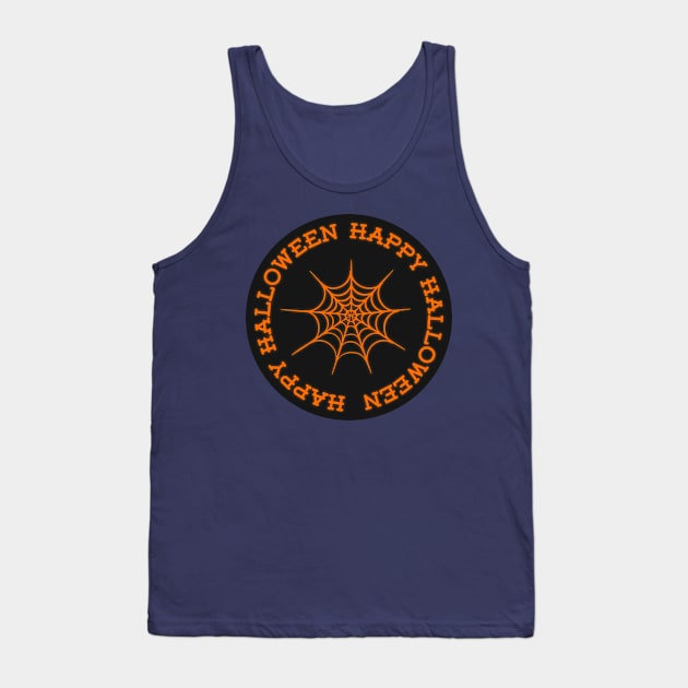 Happy Halloween Spiderweb Tank Top by superdupertees